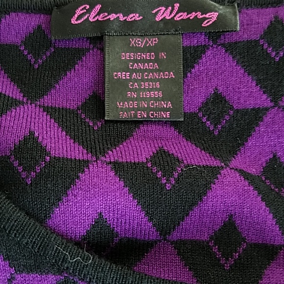 Elena Wang Wool Sweater/Dress/Tunic Chevron Print Sz XS - Picture 6 of 7